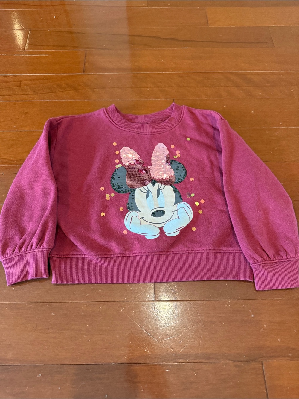 Girls' Pink/Red Minnie Mouse Sequin Sweatshirt Size 4